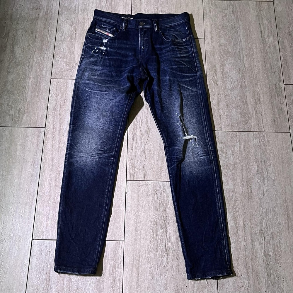 Diesel 2019 5 Pocket Jeans Mens 29x30 Blue Skinny Distressed Stretch Denim New